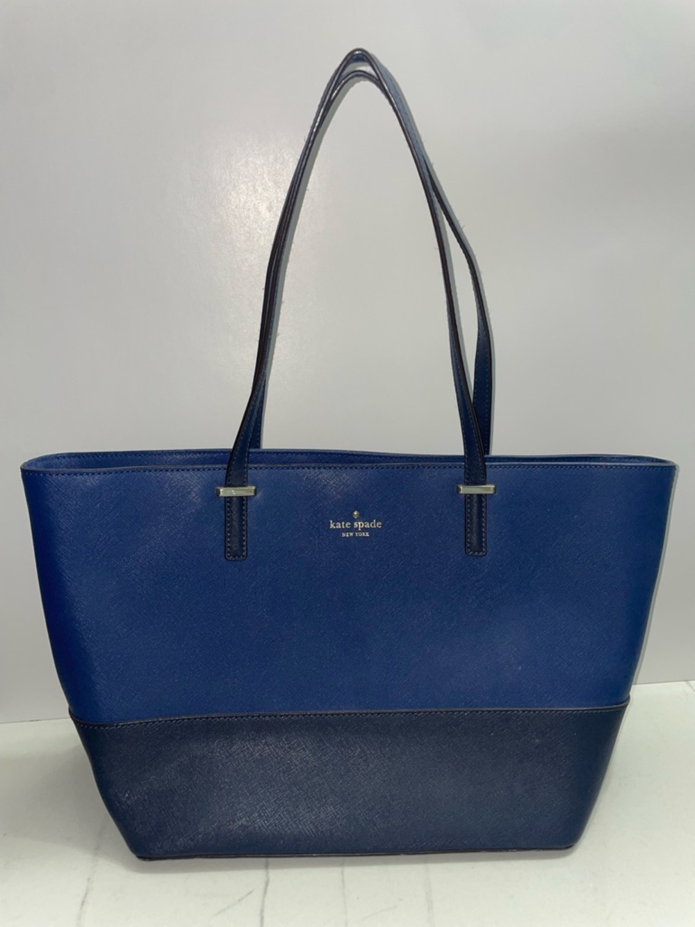 Kate Spade Cedar Street Harmony Color-block Two Toned Navy Blue Tote Bag Purse